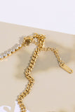 Poshoot  Inlaid Zircon Stainless Steel Necklace