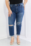 BACK TO COLLEGE     by Flying Monkey Full Size Distressed Cropped Jeans with Pockets