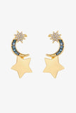 Poshoot  Lasting Wish Inlaid Rhinestone Star and Moon Drop Earrings