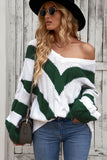 Back to school  Chevron Cable-Knit V-Neck Tunic Sweater