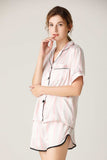 BACK TO COLLEGE   Lapel Collar Shirt and Shorts Lounge Set