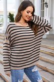 POSHOOT  AUTUMN OUTFITS    Round Neck Dropped Shoulder Knit Top