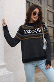 Back to school  Ribbed Round Neck Long Sleeve Pullover Sweater