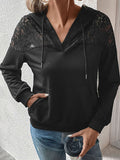 POSHOOT AUTUMN OUTFITS   Lace Trim Dropped Shoulder Hoodie