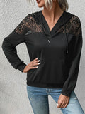 POSHOOT AUTUMN OUTFITS   Lace Trim Dropped Shoulder Hoodie