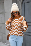 POSHOOT  AUTUMN OUTFITS    Printed Round Neck Long Sleeve Pullover Sweater