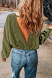 Back to school  Round Neck Open Back Sweatshirt