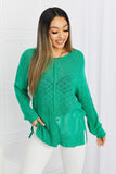 BACK TO COLLEGE    Exposed Seam Slit Knit Top in Kelly Green