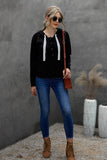 BACK TO COLLEGE    Lace Trim Half-Button Drawstring Knit Hoodie