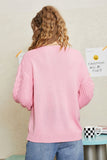 Back to school Round Neck Cable-Knit Dropped Shoulder Sweater