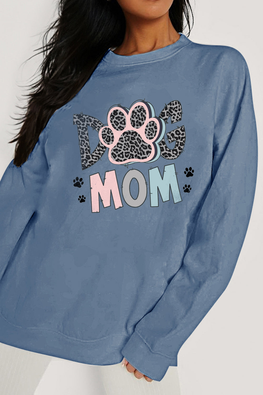 POSHOOT AUTUMN OUTFITS      Full Size DOG MOM Graphic Sweatshirt