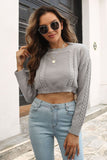 Back to school Cropped Round Neck Dropped Shoulder Pullover Sweater