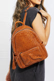 POSHOOT      Chic Faux Leather Woven Backpack
