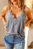 Poshoot  Full Size Lace Trim V-Neck Cami Top