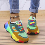 Poshoot - Green Casual Sportswear Daily Patchwork Round Out Door Shoes