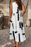 POSHOOT   Printed Sleeveless Midi Dress with Pocket