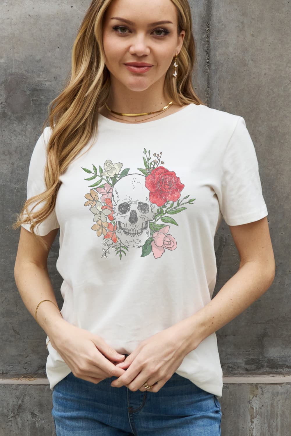 Poshoot  Simply Love Full Size Skull Graphic Cotton Tee