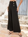 BACK TO SCHOOL   Buttoned High Waist Relax Fit Long Pants